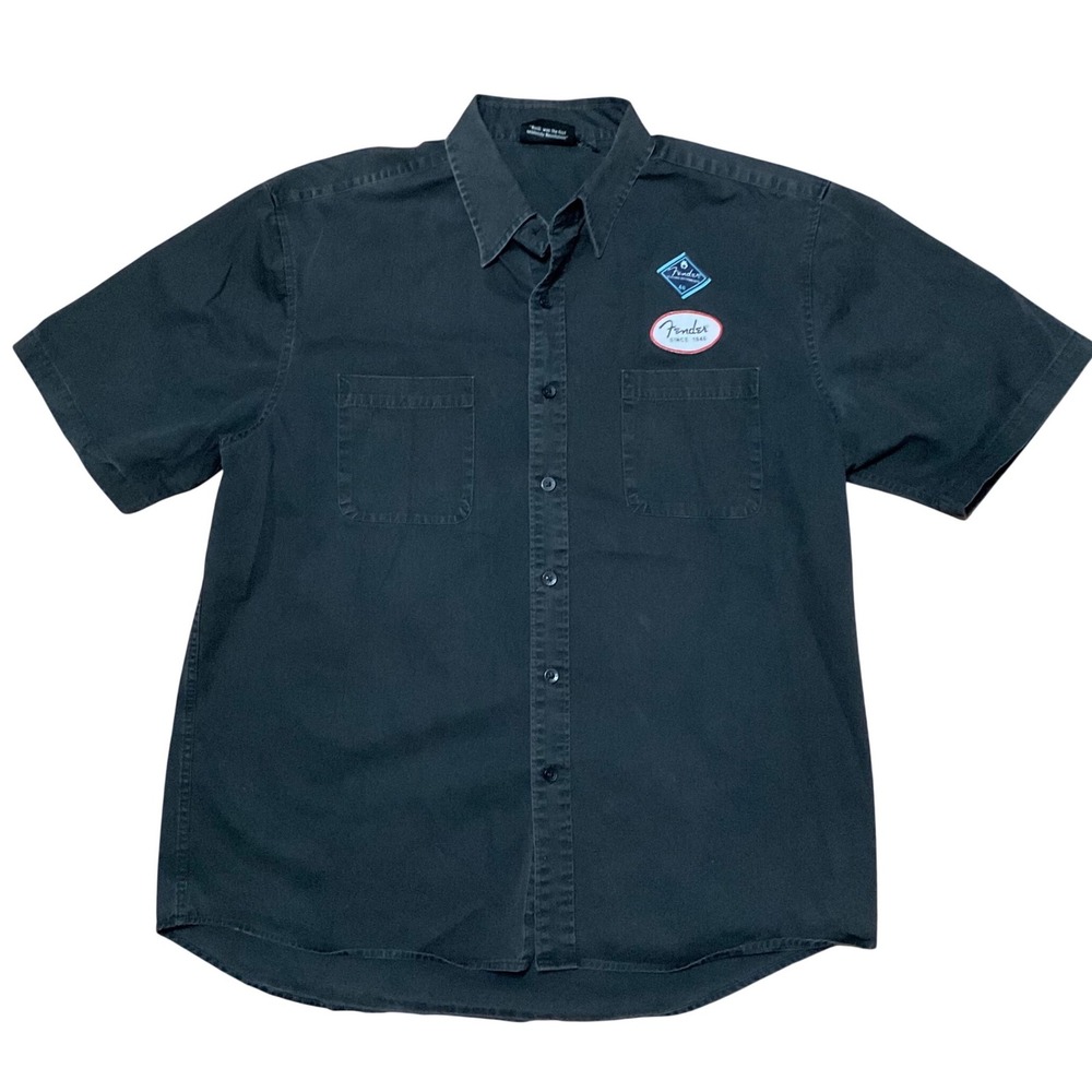 Fender The Collection by DaVinci Mens XL Black Short Sleeve Work Shirt Cotton